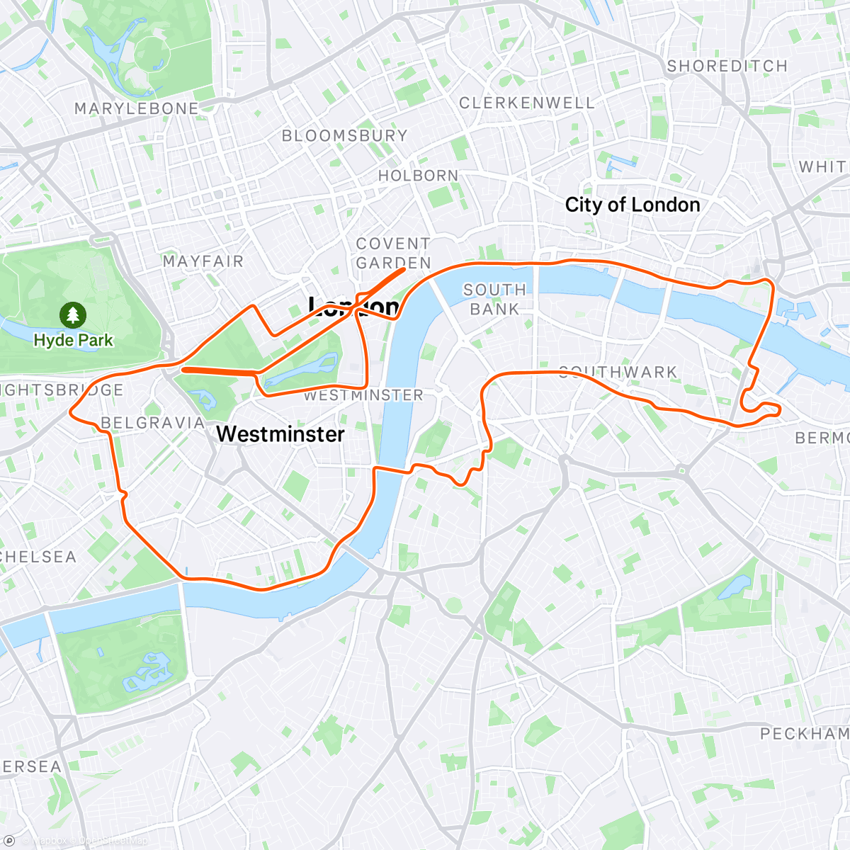 Map of the activity, Zwift - Group Ride: Rapha Festive 500 with Jacques @ 3.2 W/KG on Greatest London Flat in London