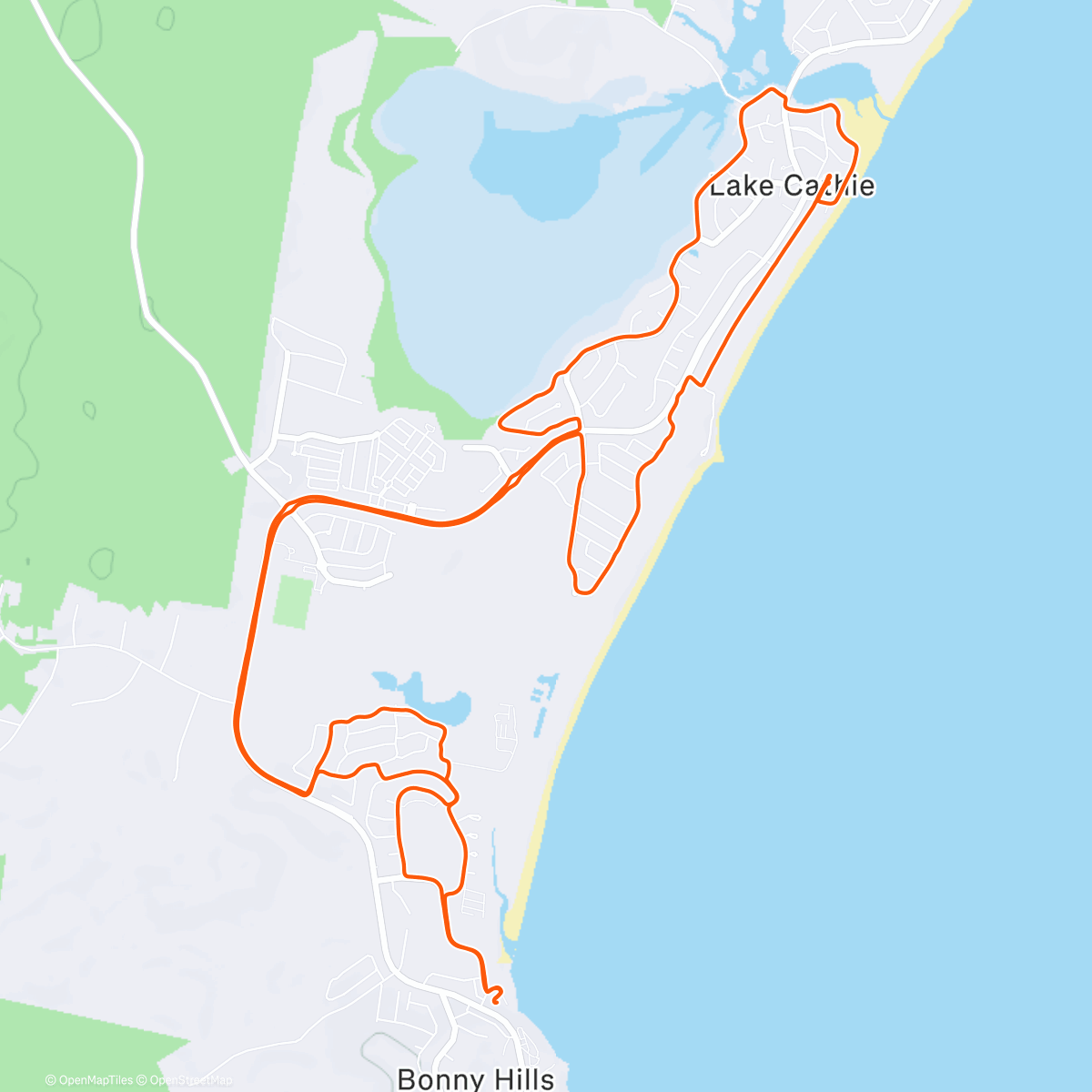 Map of the activity, Morning Ride to Rainbow Beach