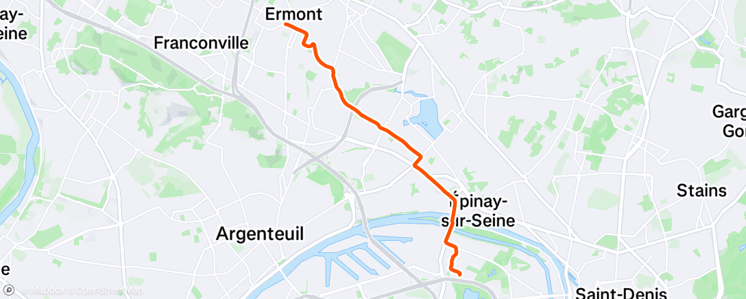 Map of the activity, Sortie vélo le matin