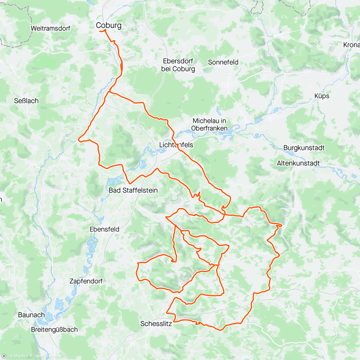 「Gran Gran Fondo in der fränkischen Schweiz」活動的地圖