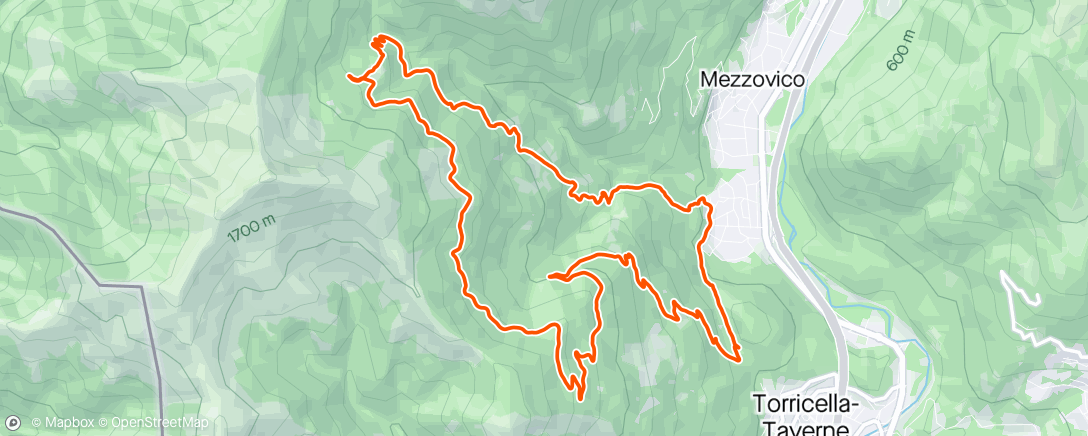 Map of the activity, 13x(3’ threshold - rec 1’) uphill