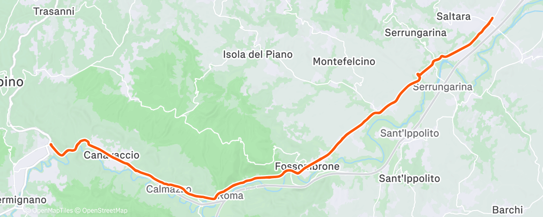 Map of the activity, Pedalata pomeridiana