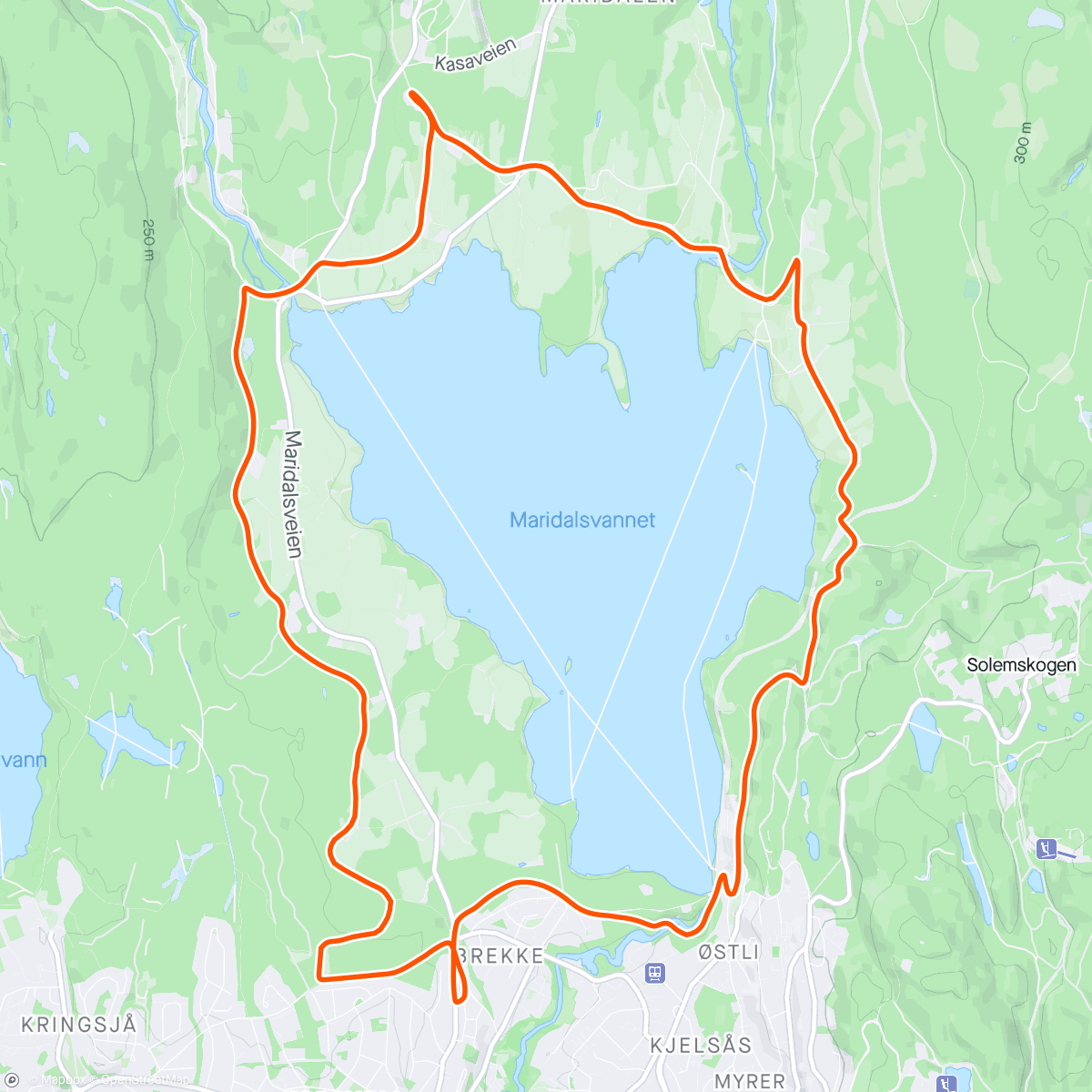 Mapa da atividade, Rundt Maridalsvatnet med bra Podcasts😎🎧