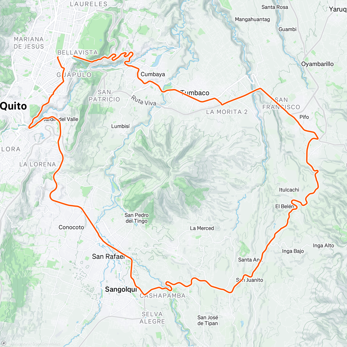 Mapa de la actividad (First ride in Ecuador with Colombian company. 2x Tour de France and 5 Giro wins united. ;))