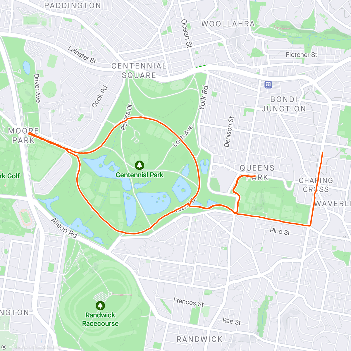 Map of the activity, Pre half-marathon run