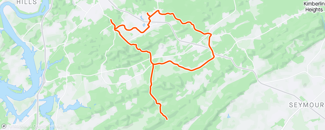 Map of the activity, First road ride from the new house