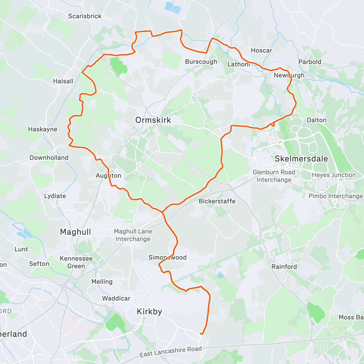 Map of the activity, Lunch Ride