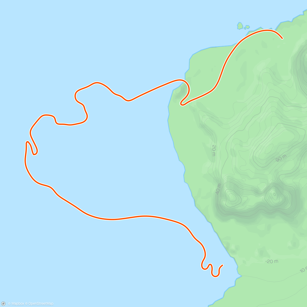 Map of the activity, Zwift - 2x15 FTP Intervals in Watopia