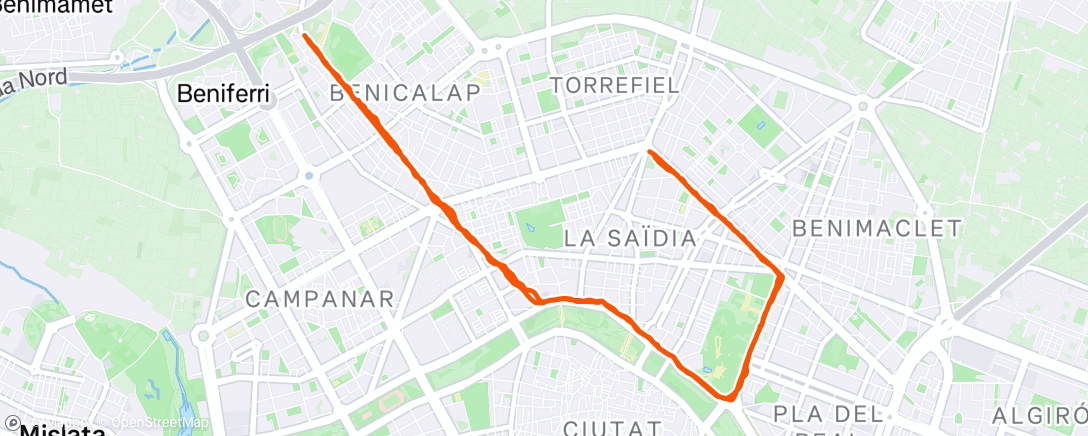 Map of the activity, Corrida matinal