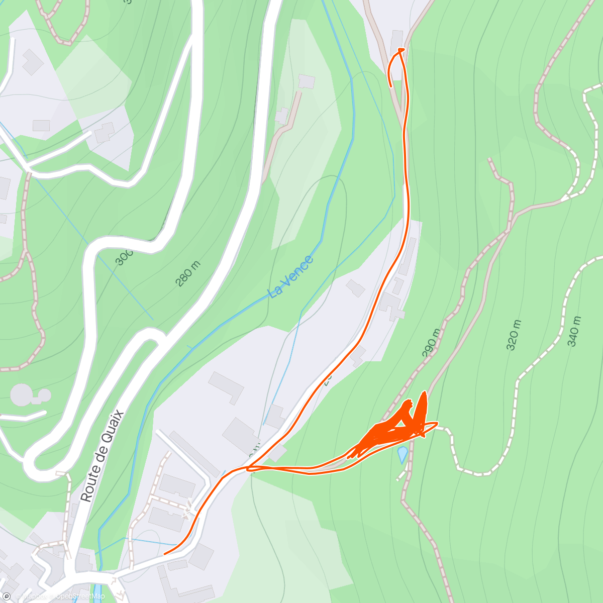 Map of the activity, Tro séance fractio côte descente