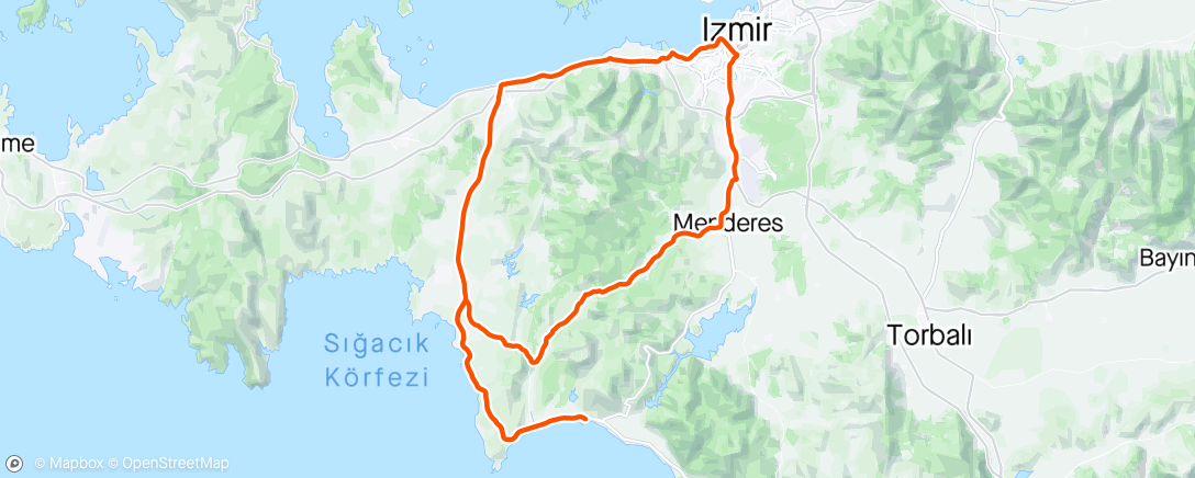 Map of the activity, Urkmez - Orhanli - Yelki (Variable Tempo Ride)