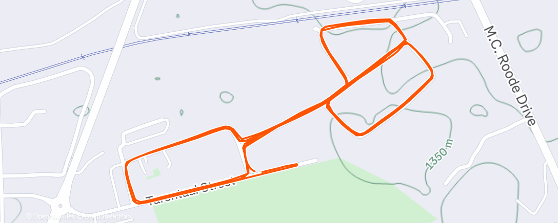 Map of the activity, Interval run