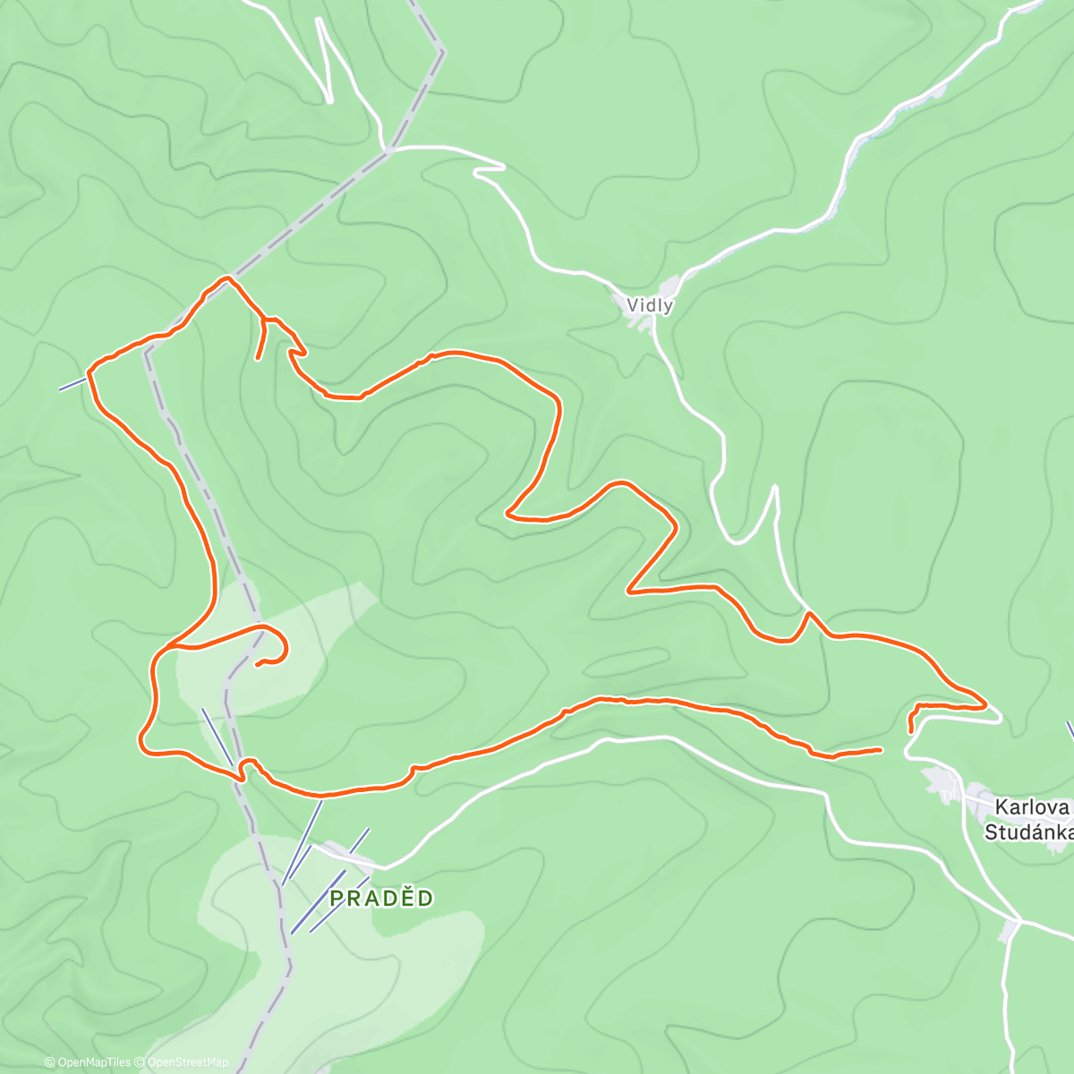 Map of the activity, Východ slunce hike