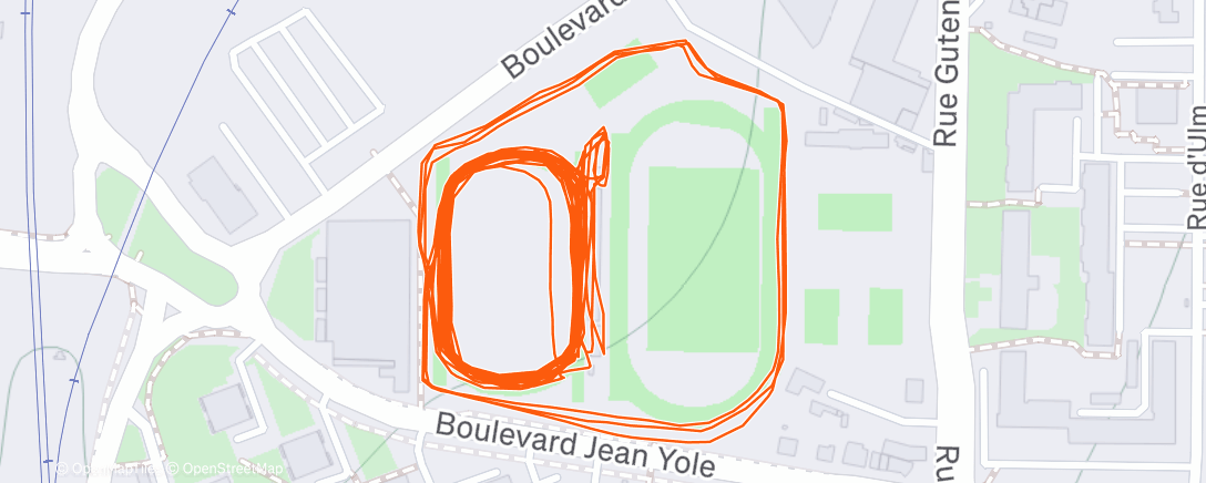 Map of the activity, Course à pied en soirée