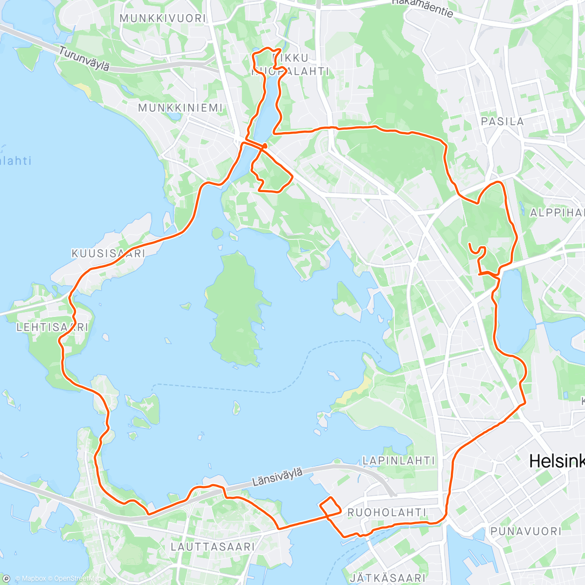 Карта физической активности (Helsinki city run)