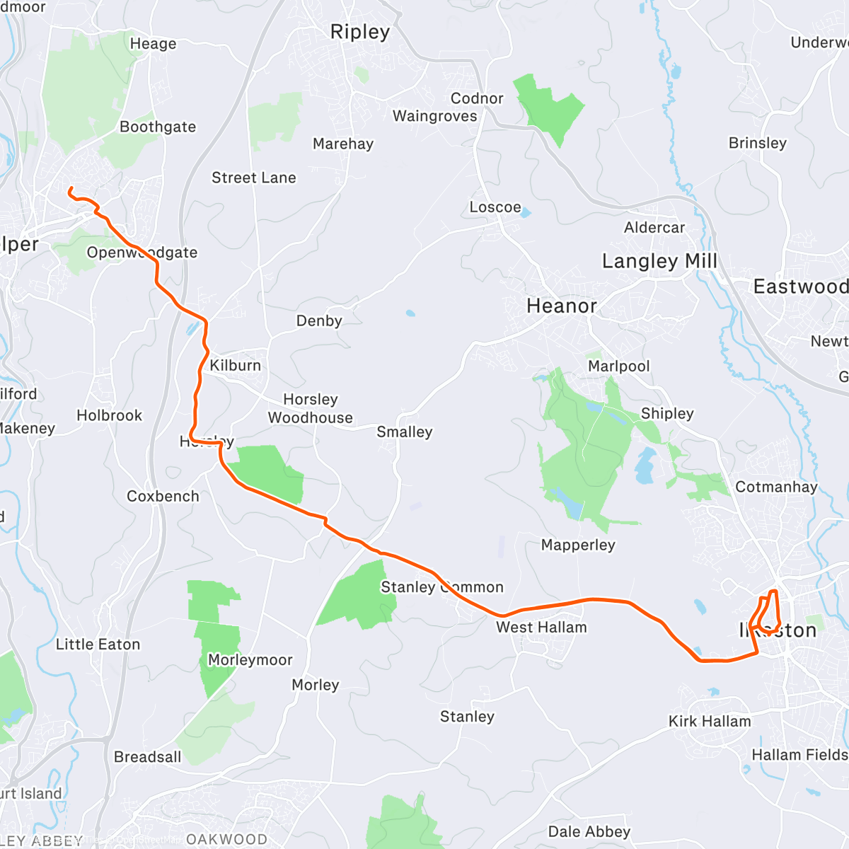 Map of the activity, Boxing Day hill climb