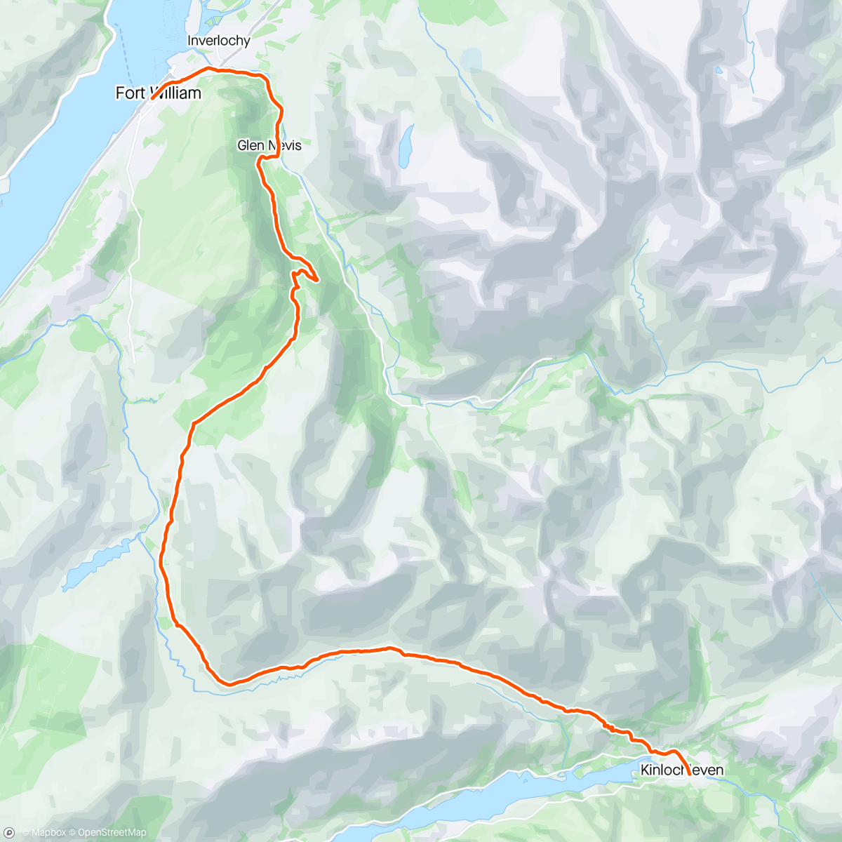Map of the activity, Kinlochleven - fort william = done!