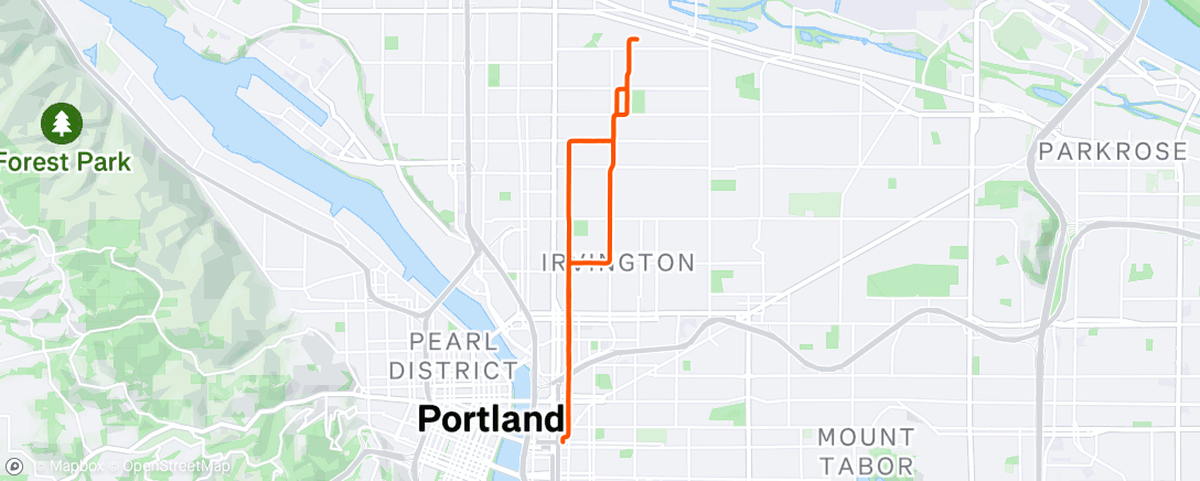 Map of the activity, 1 hr hot yoga + bike errand
