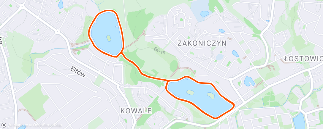 Map of the activity, WS: E2 +5km@4:15 +4x400@3:35/1'