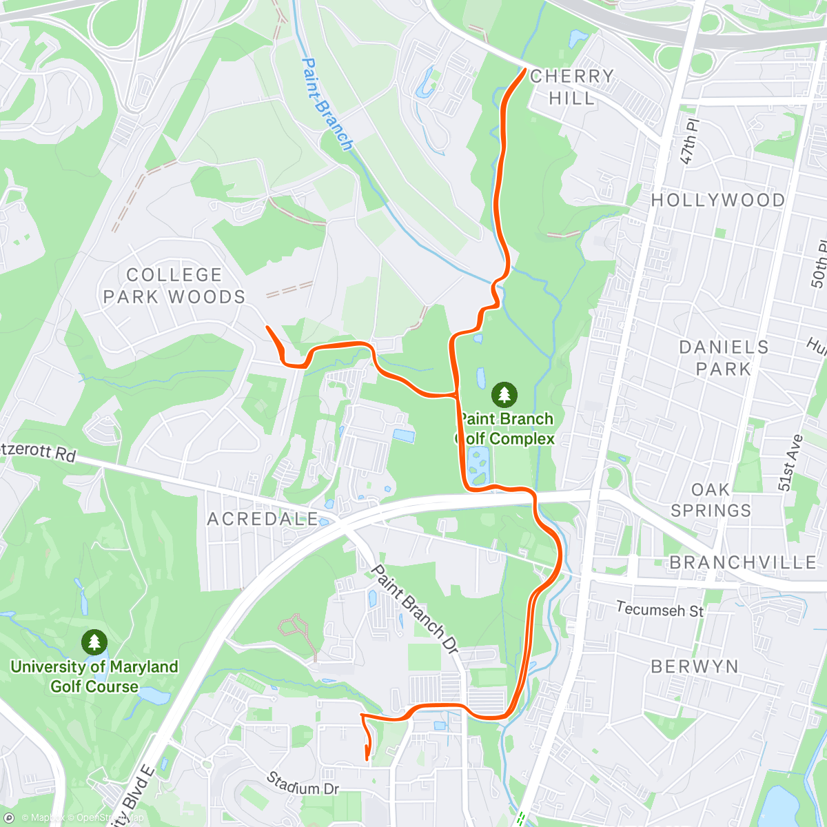 Map of the activity, Afternoon Run