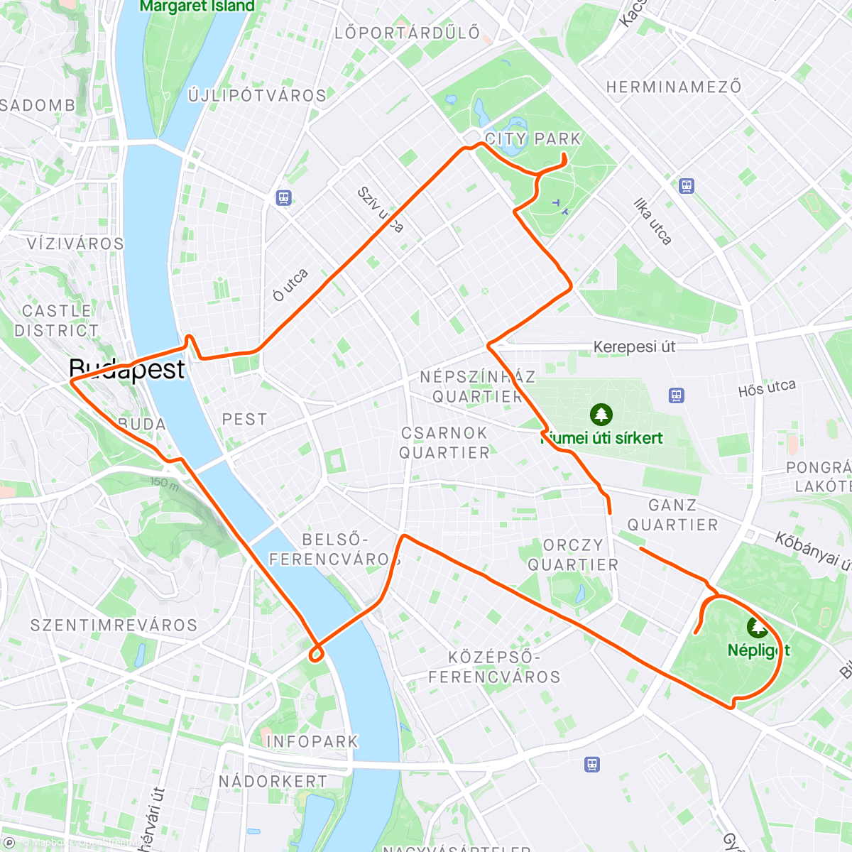 Map of the activity, I Bike Budapest