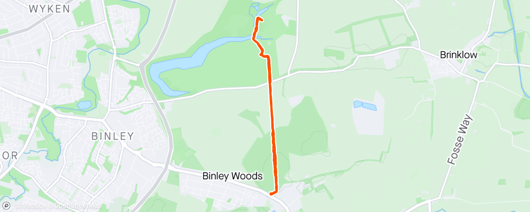 Map of the activity, Binley woods to Combe Abbey with Henry