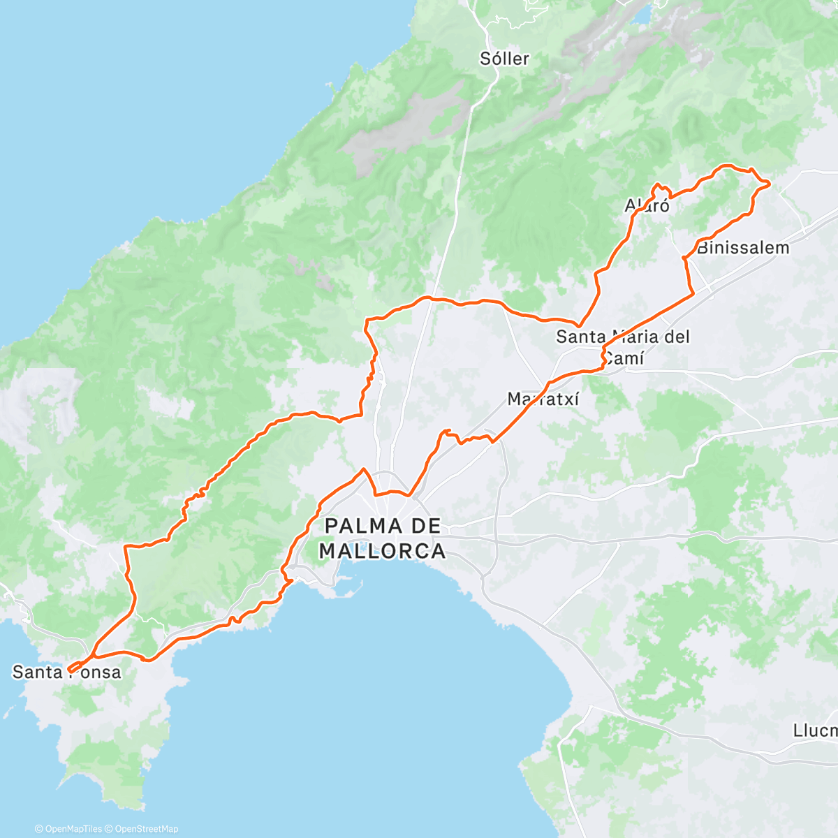 Map of the activity, Stark angefangen und stark nachgelassen 
Malle Wintercamp Tag 2 🌧️