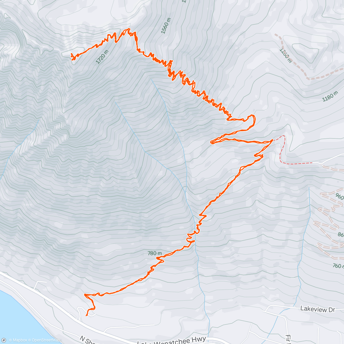 Map of the activity, Dirtyface Peak