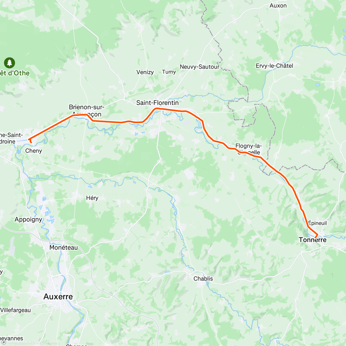 Map of the activity, Migennes_Tonnerre par le Canal