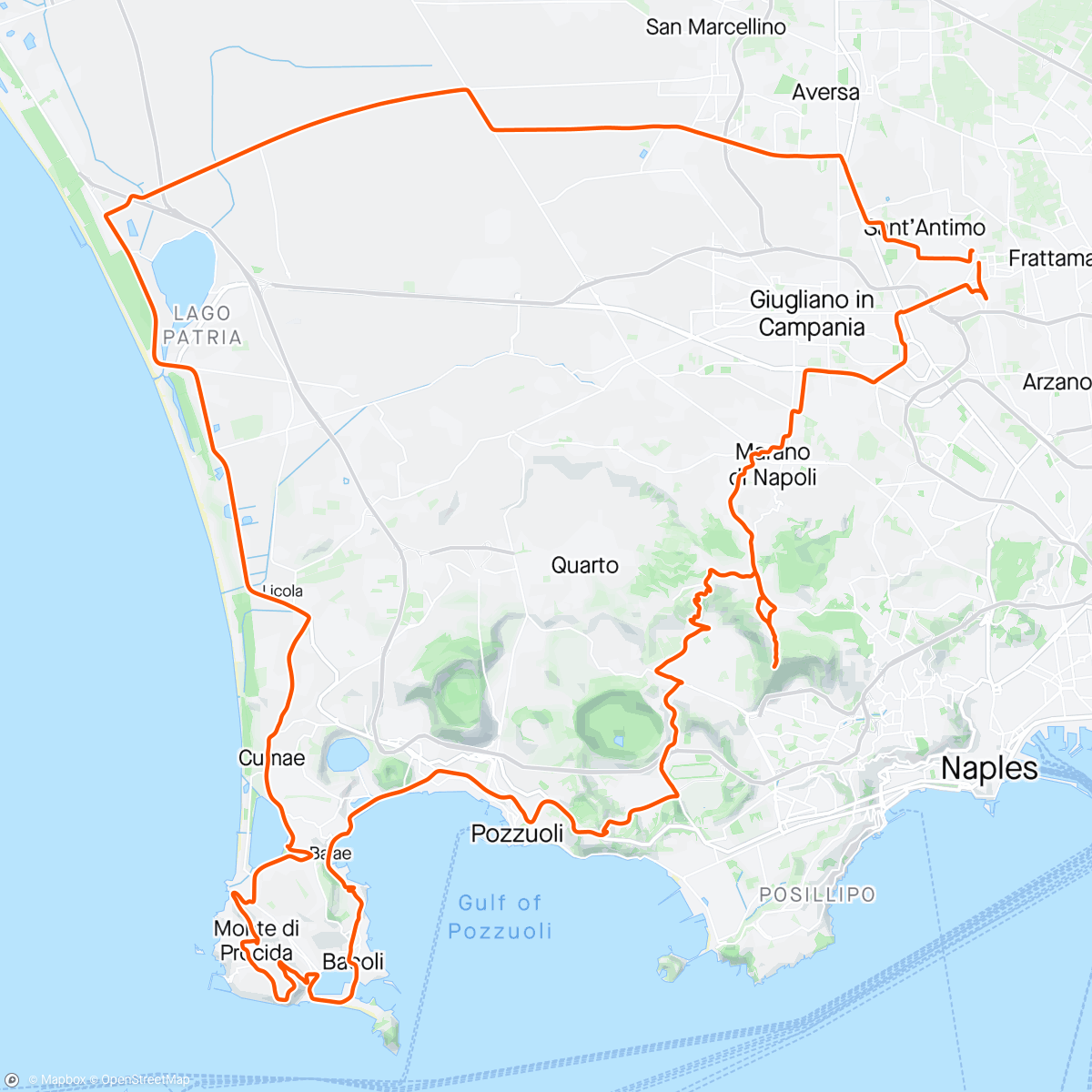 Map of the activity, Giro Campi Flegrei con arrivo a Eramo dei Camaldoli