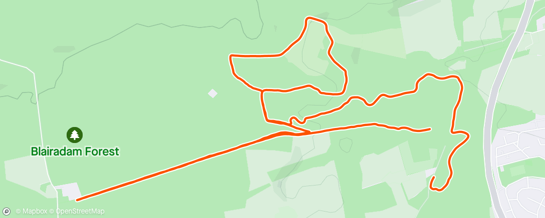 Map of the activity, Run in Blairadam with Karl and Harris 🐶