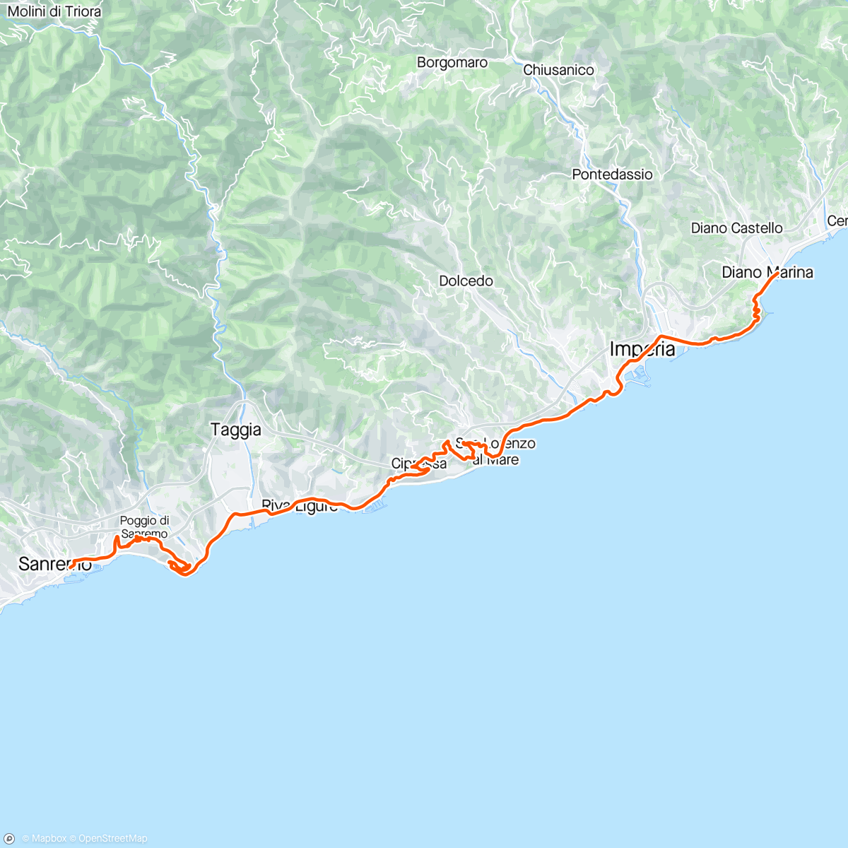Map of the activity, ROUVY - Imperia to San Remo | Italy