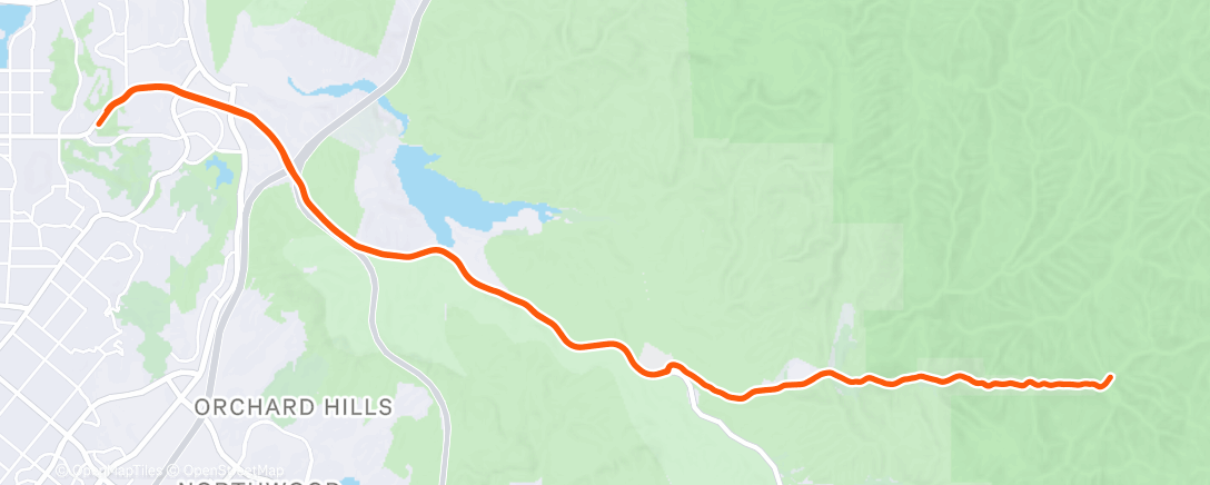 Карта физической активности (WU...3 x 10 minute hill repeats up windy Silverado Canyon)