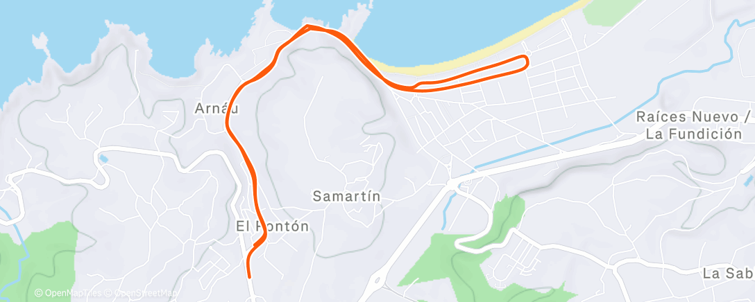 Map of the activity, 4’ fuerte / 1’ trote
