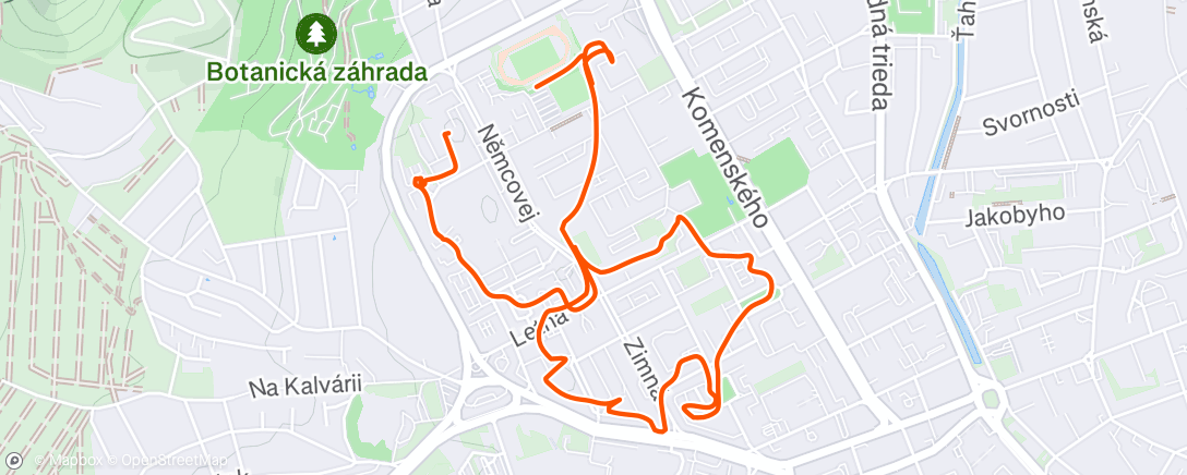 Map of the activity, Afternoon Run