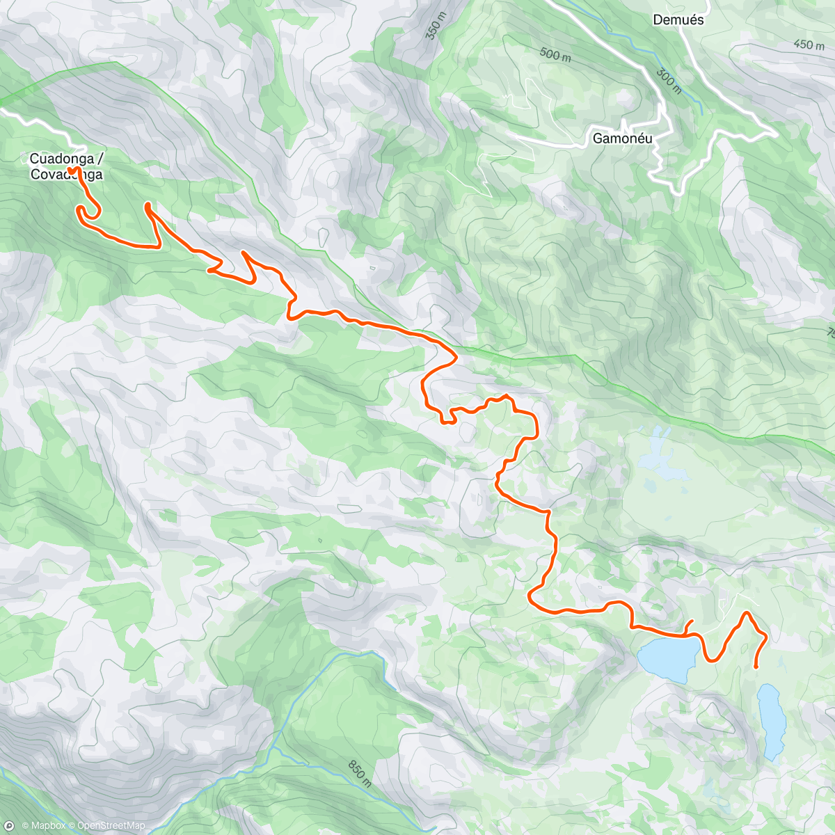 Map of the activity, Lagos de Covadonga