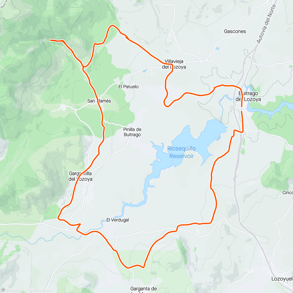 Map of the activity, 37-2024 Ruta desde Buitrago de Lozoya ( chorrera de San Mamés)