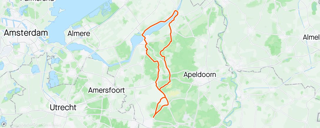 Map of the activity, RONDJE Ede, Elburg, Harderwijk Harskamp.