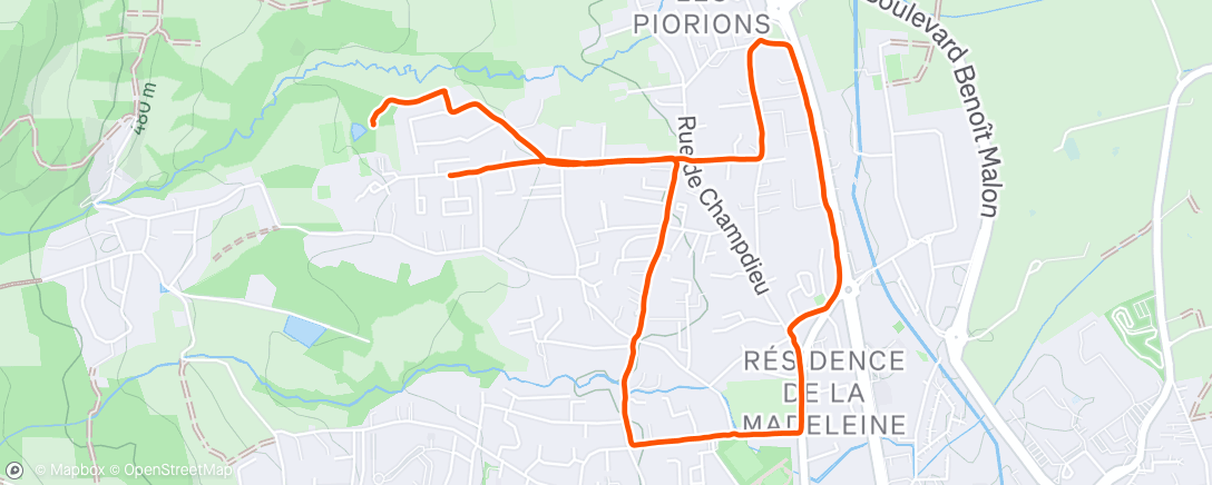 Map of the activity, Afternoon Run