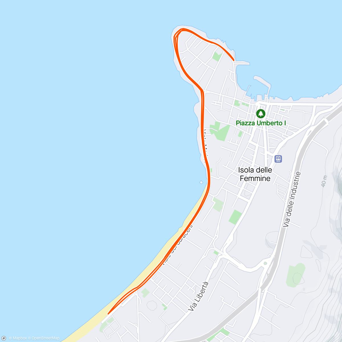 Map of the activity, Corsa in riva al mare post lavoro…