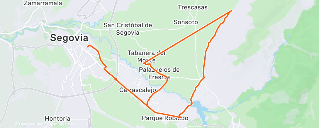 Map of the activity, Bicicleta de montaña a la hora del almuerzo