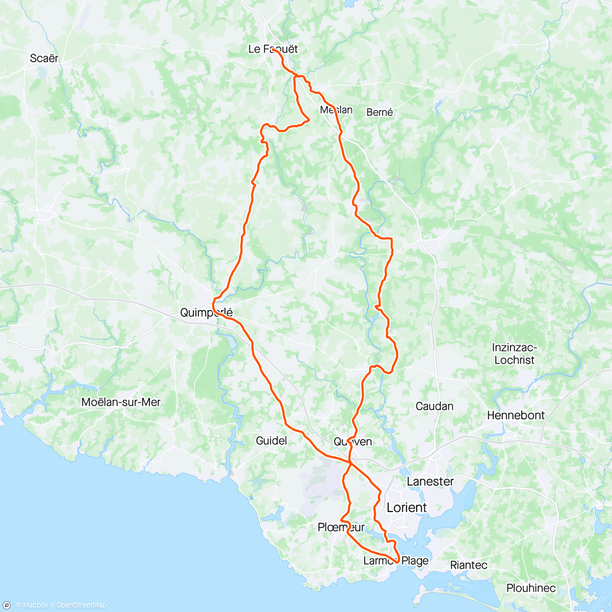Map of the activity, Balade à vélo avec les copains de Larmor