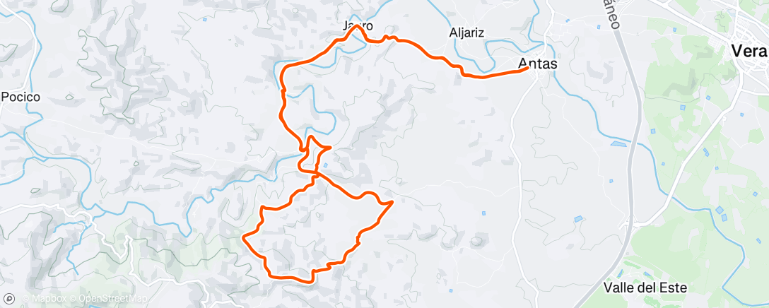 Map of the activity, Bicicleta al anochecer
