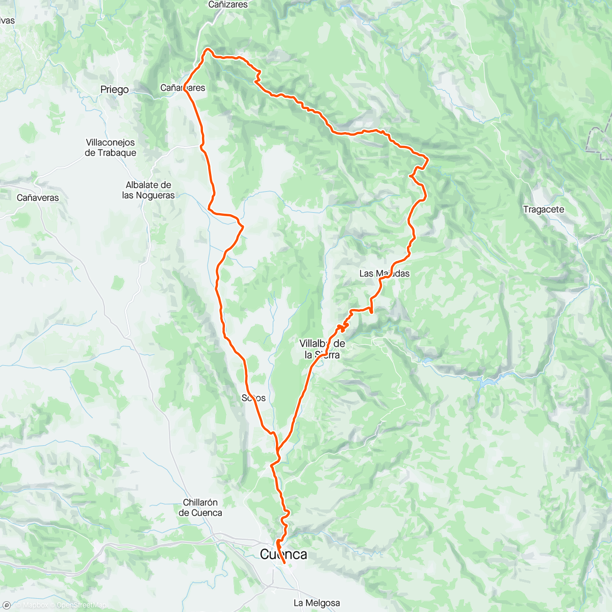 Map of the activity, Cuenca, Las Majadas, Poyatos, Fuertescusa, Cañamares, La Frontera, Ribatajada, Sotos, Cuenca