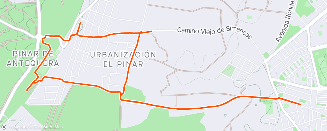 Map of the activity, Morning run: tierra de pinares, casa