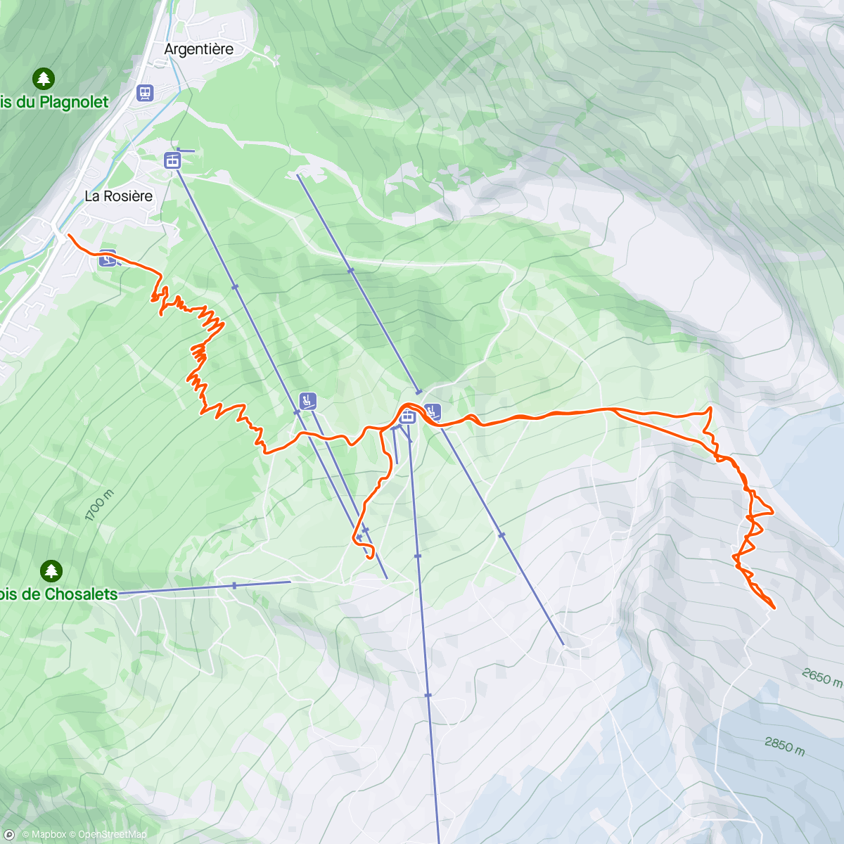 Map of the activity, Un peu de marche, puis un peu de ski 👌