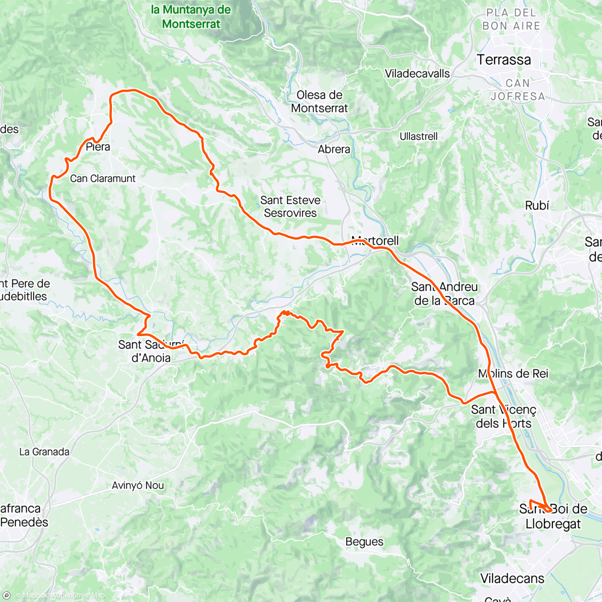 Map of the activity, Martorell Piera Sansa Gélida La Creu