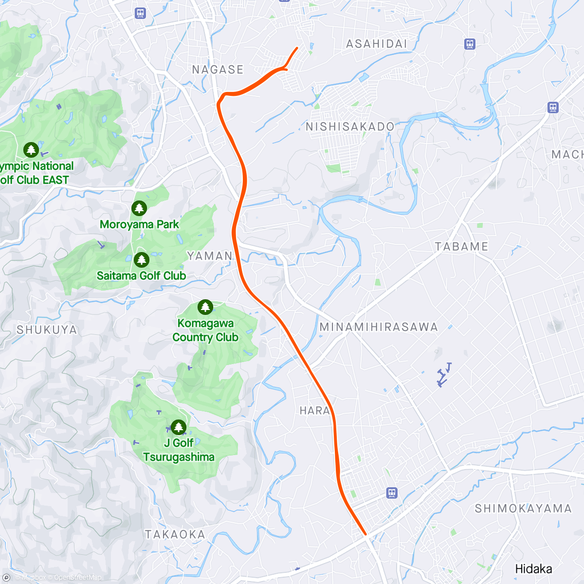 Map of the activity, 4/25 毛呂山・日高 12K