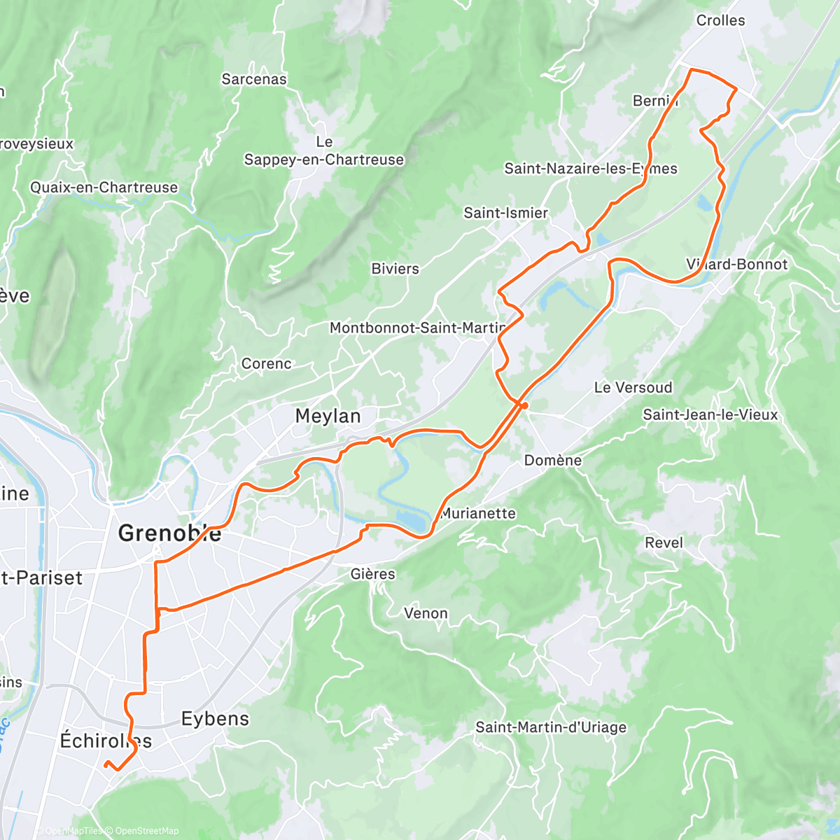 Map of the activity, Flânerie en vélo dans le Grésivaudan 🌤☀️⛅️
