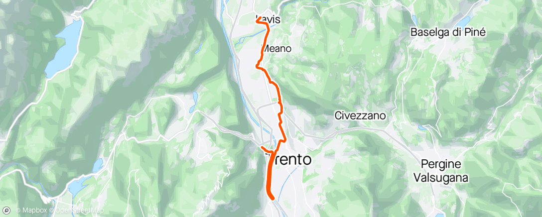 Map of the activity, Naar station Trento voor terugreis.